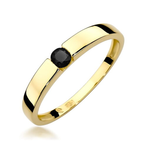 Pierścionek W0432 Czarny Diament 0,12ct żółte złoto