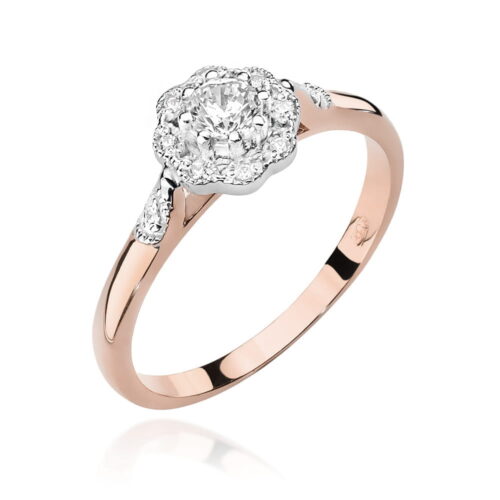 Pierścionek W0434 Diament 0,23ct różowe złoto