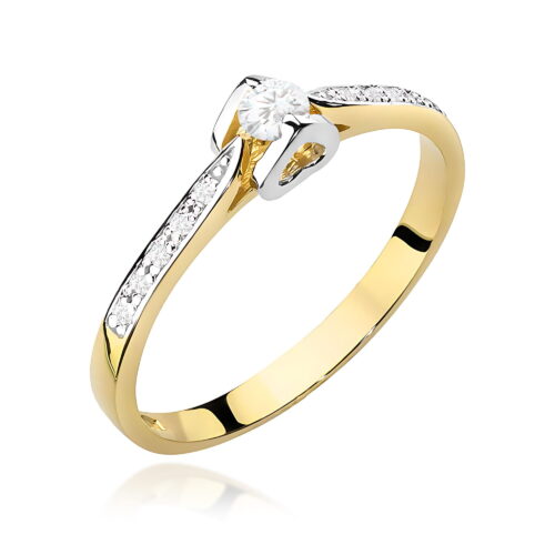 Pierścionek W0435 Diament 0,10ct żółte złoto