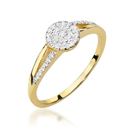 Pierścionek W0437 z diamentami żółte złoto