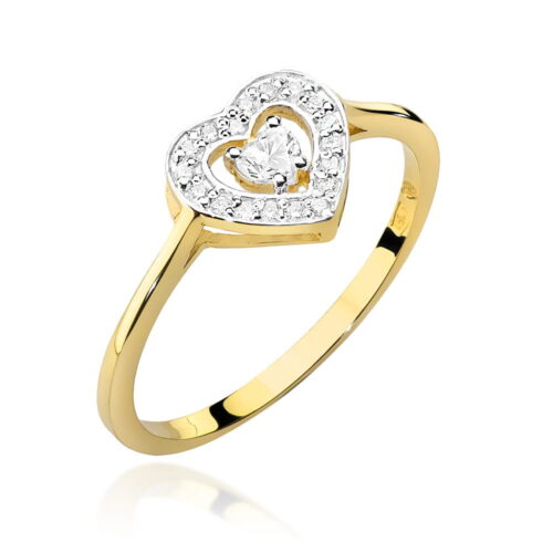 Pierścionek W0442 Diament 0,10ct żółte złoto