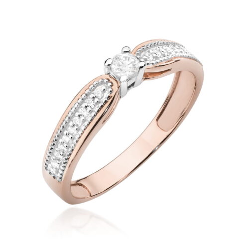 Pierścionek W0449 Diament 0,08ct różowe złoto