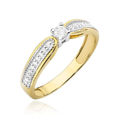Pierścionek W0449 Diament 0,08ct żółte złoto