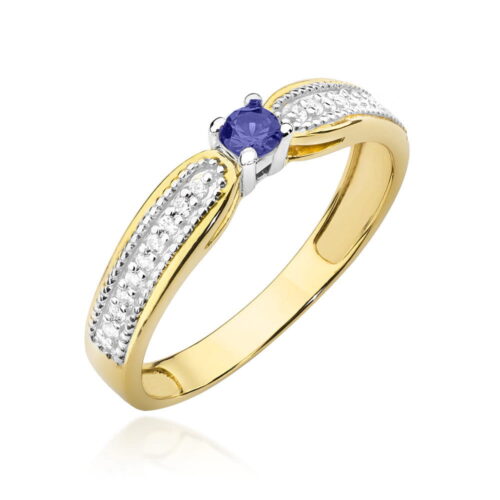 Pierścionek W0449 Tanzanit 0,15ct żółte złoto