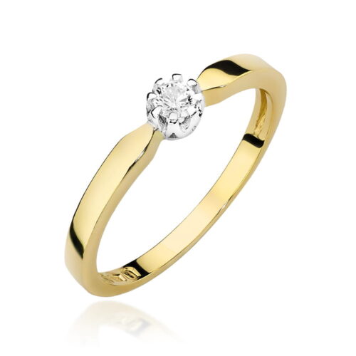 Pierścionek W0450 Diament 0,10ct żółte złoto