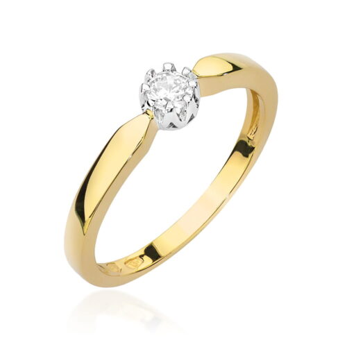 Pierścionek W0450B Diament 0,15ct żółte złoto