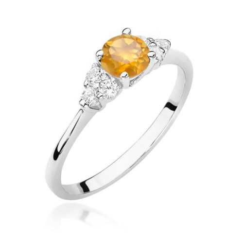 Pierścionek W0451 Cytryn 0,50ct białe złoto