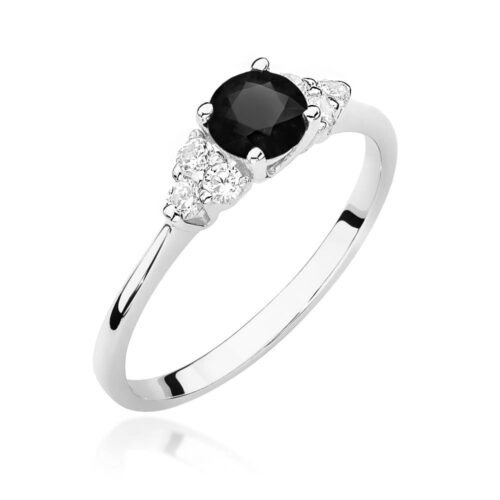 Pierścionek W0451 Czarny Diament 0,50ct białe złoto