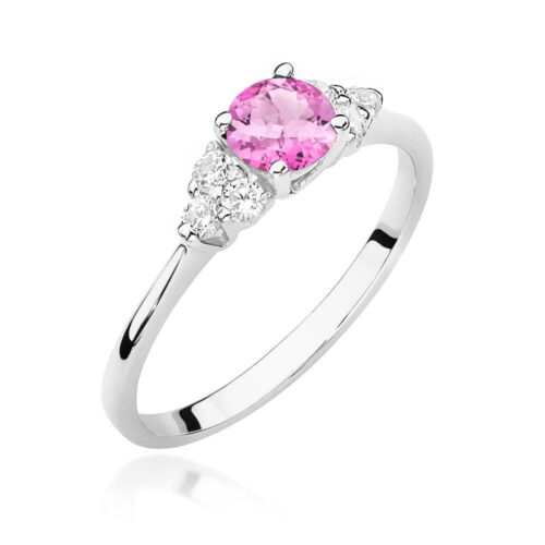 Pierścionek W0451 Topaz Różowy 0,60ct białe złoto