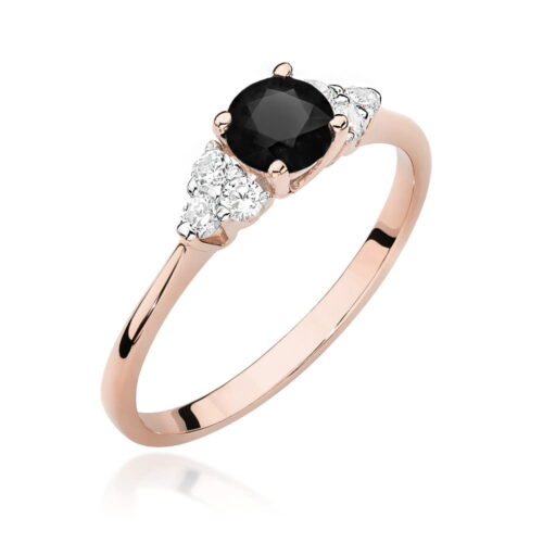 Pierścionek W0451 Czarny Diament 0,50ct różowe złoto
