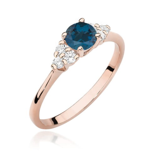 Pierścionek W0451 z Topaz Swissem London Blue 0,50ct różowe złoto