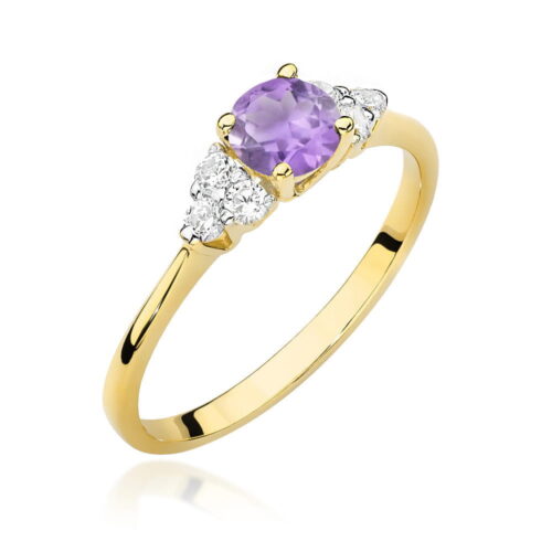 Pierścionek W0451 Ametyst 0,50ct żółte złoto