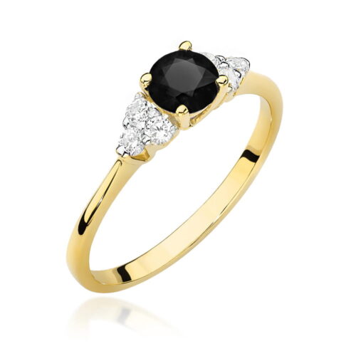 Pierścionek W0451 Czarny Diament 0,50ct żółte złoto
