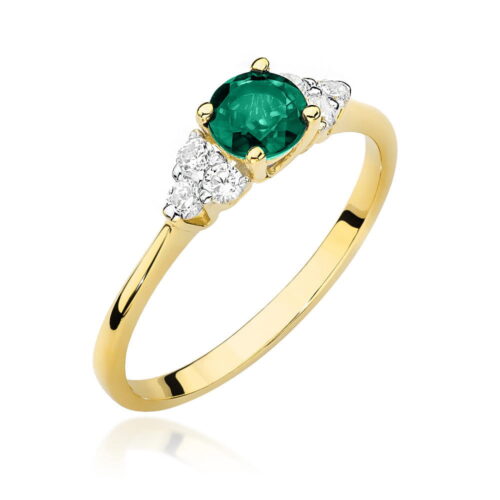 Pierścionek W0451 Szmaragd 0,50ct żółte złoto