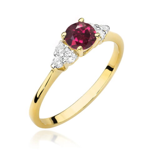 Pierścionek W0451 Rodolit 0,60ct żółte złoto