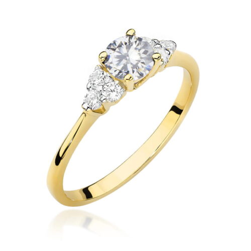 Pierścionek W0451 Biały Szafir 0,60ct żółte złoto