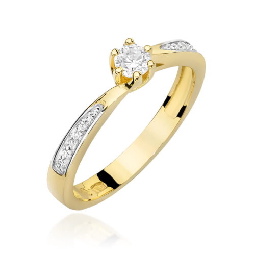 Pierścionek W0453 Diament 0,15ct żółte złoto