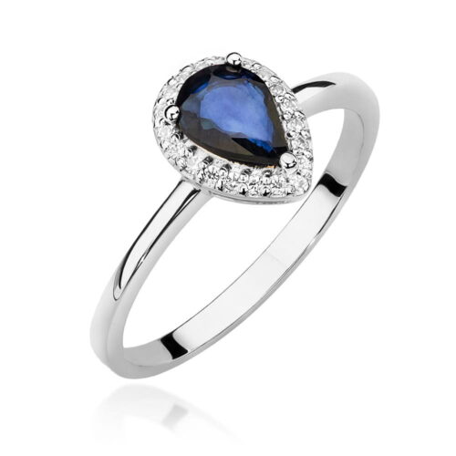 Pierścionek W0455 Szafir 0,60ct białe złoto