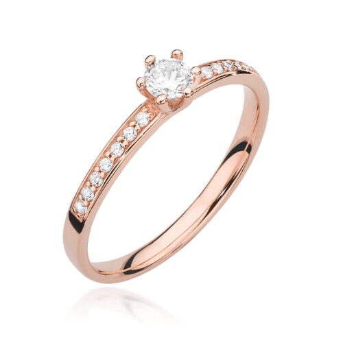 Pierścionek W0459 Diament 0,10ct różowe złoto