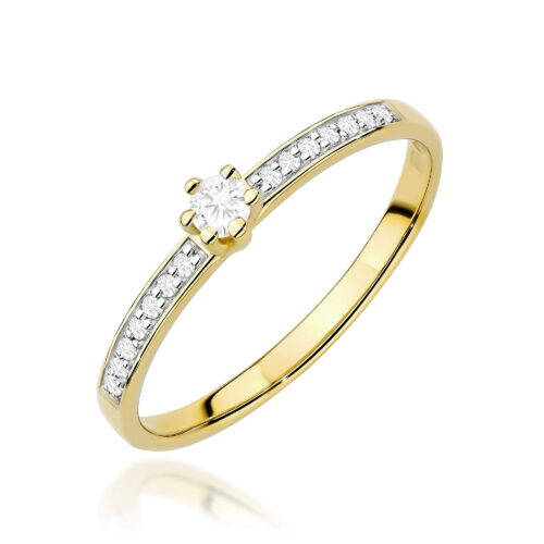 Pierścionek W0459 Diament Laboratoryjny 0,10ct żółte złoto