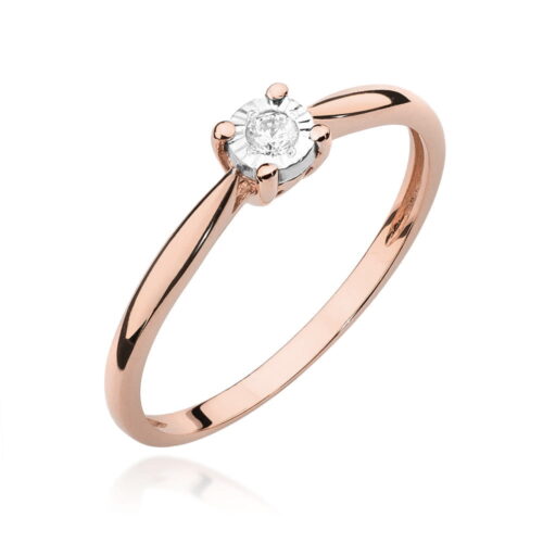 Pierścionek W0461 Diament 0,08ct różowe złoto