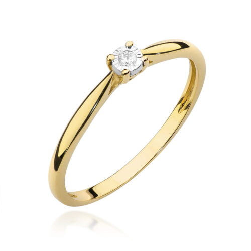 Pierścionek W0461 Diament 0,01ct żółte złoto