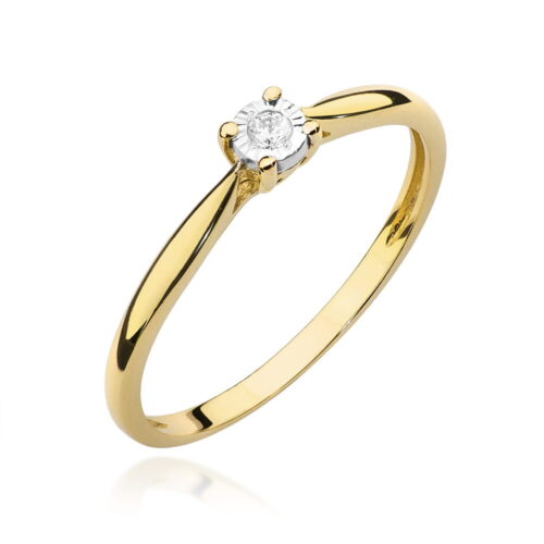 Pierścionek W0461 Diament 0,03ct żółte złoto