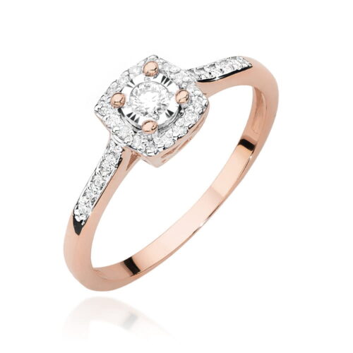 Pierścionek W0462 Diament 0,08ct różowe złoto