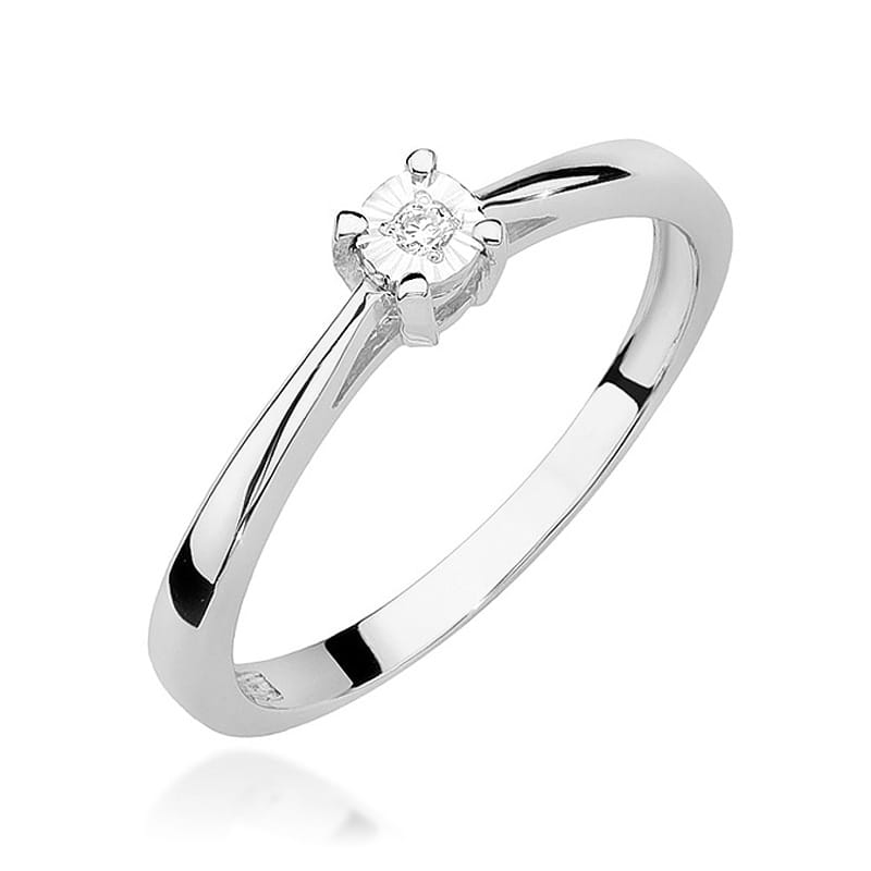 Pierścionek W0463 Diament 0,02ct białe złoto