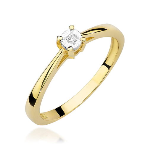 Pierścionek W0463 Diament 0,02ct żółte złoto