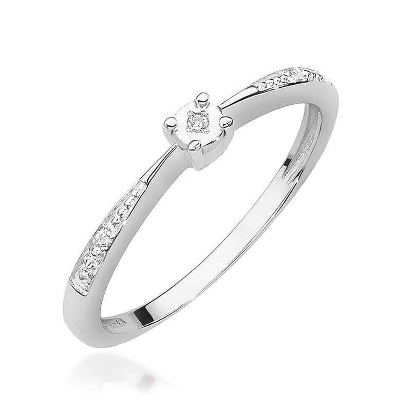 Pierścionek W0465 Diament 0,01ct białe złoto
