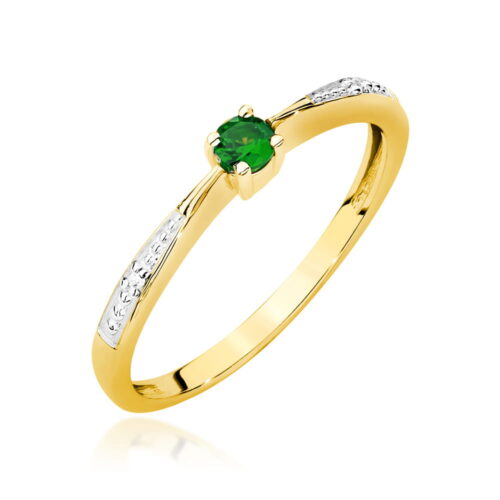 Pierścionek W0465 Szmaragd 0,15ct żółte złoto