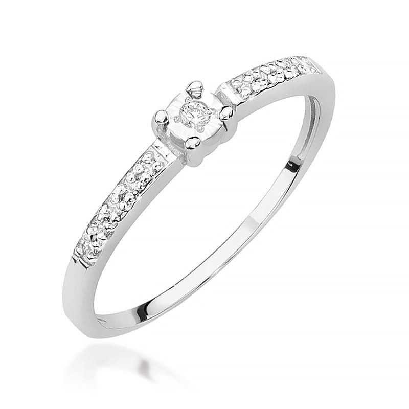 Pierścionek W0467 Diament 0,02ct białe złoto
