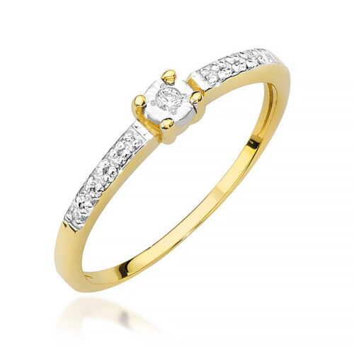 Pierścionek W0467 Diament 0,02ct żółte złoto