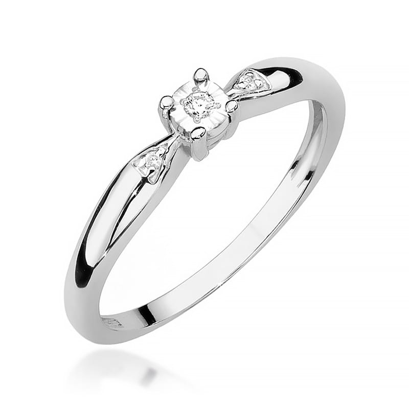 Pierścionek W0469 Diament 0,02ct białe złoto
