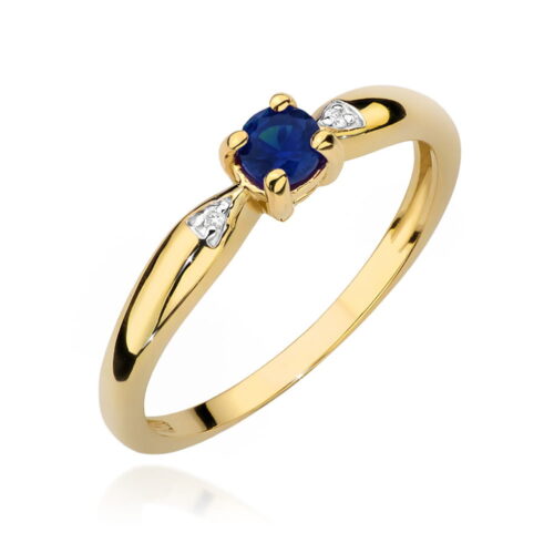 Pierścionek W0469 Szafir 0,15ct żółte złoto