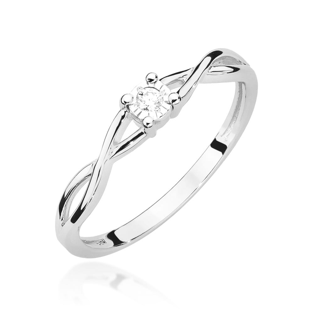 Pierścionek W0470 Diament 0,03ct białe złoto