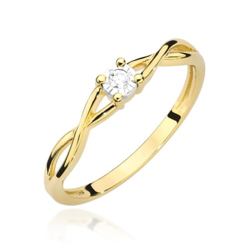 Pierścionek W0470 Diament 0,03ct żółte złoto