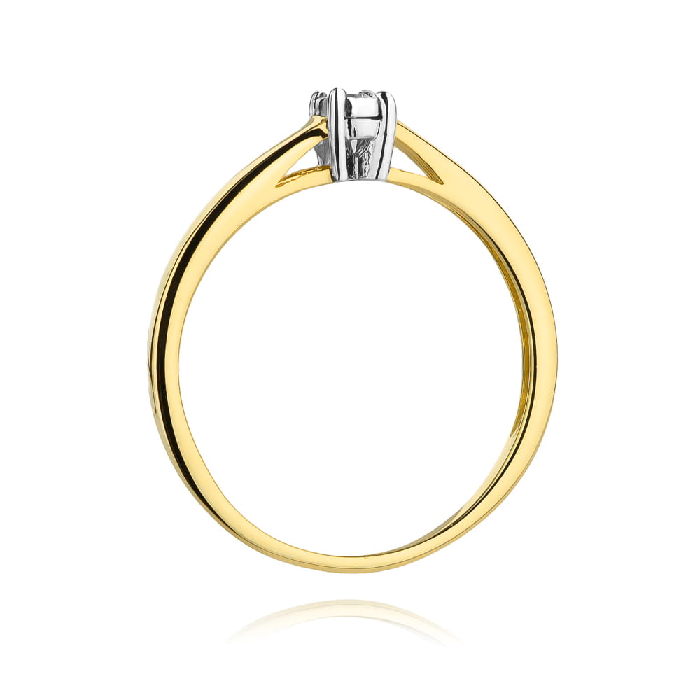 W0471.Z3.DIW.01_3 Złoty pierścionek z diamentem, z eleganckim, minimalistycznym wzornictwem.