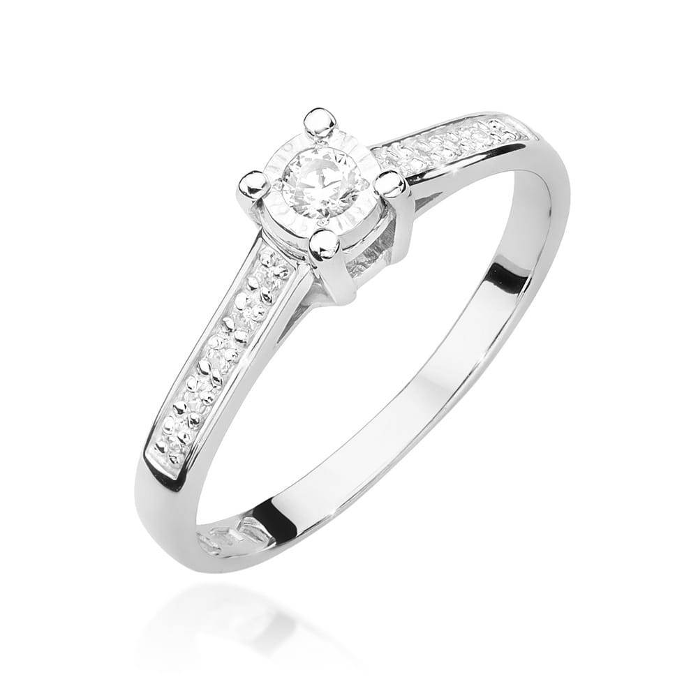 Pierścionek W0474 Diament 0,08ct białe złoto