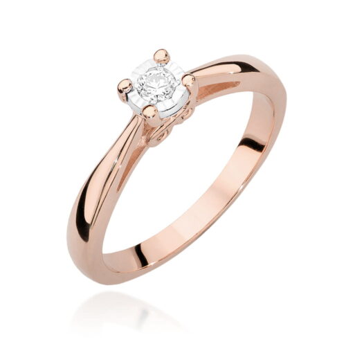 Pierścionek W0475 Diament 0,08ct różowe złoto