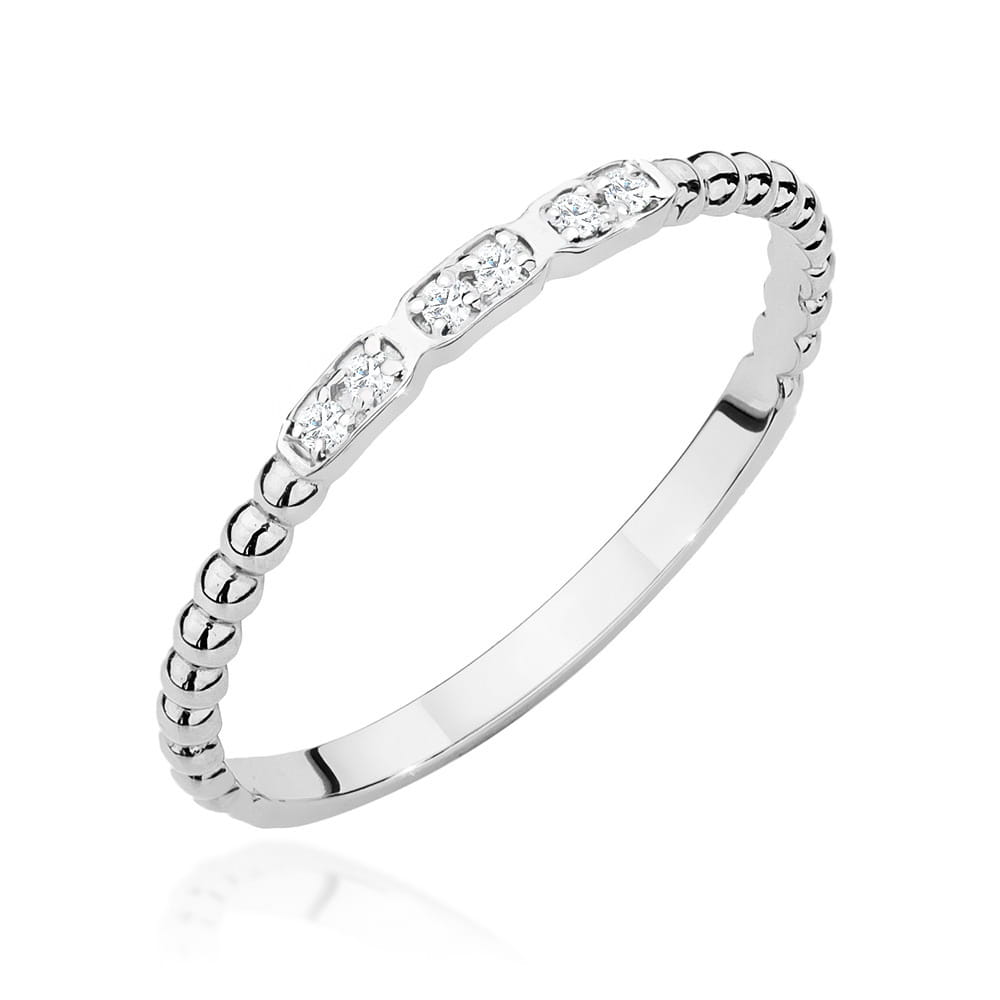 Pierścionek W0479 z diamentami białe złoto
