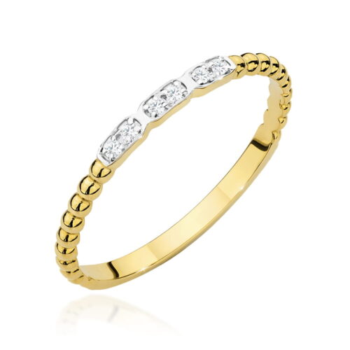 Pierścionek W0479 z diamentami żółte złoto