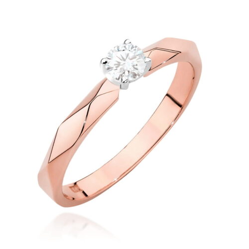 Pierścionek W0484 Diament 0,10ct różowe złoto