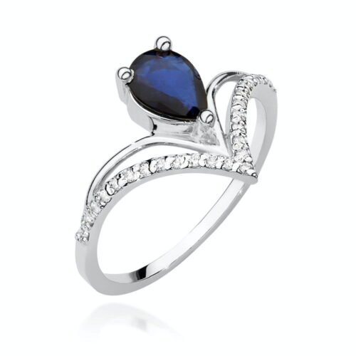 Pierścionek W0487 Szafir 0,60ct białe złoto
