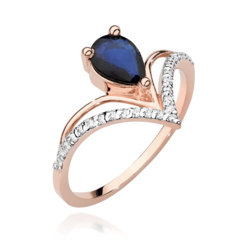 Pierścionek W0487 Szafir 0,60ct różowe złoto