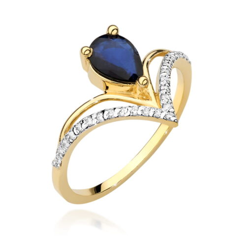 Pierścionek W0487 Szafir 0,60ct żółte złoto