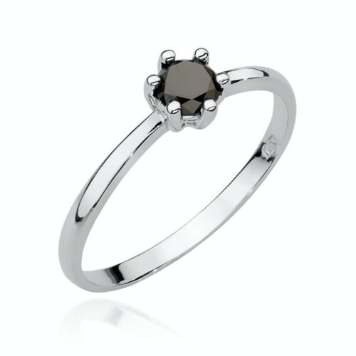 Pierścionek W0496 Czarny Diament 0,30ct białe złoto