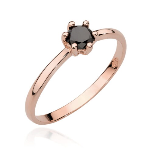 Pierścionek W0496 Czarny Diament 0,30ct różowe złoto