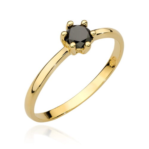 Pierścionek W0496 Czarny Diament 0,30ct żółte złoto